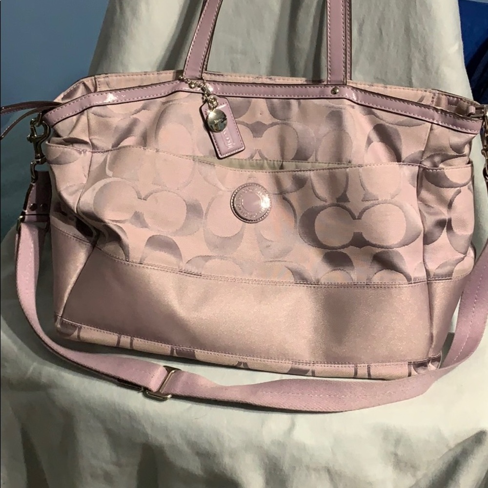 Large purple Coach tote